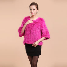 Load image into Gallery viewer, New Real Rabbit Fur Coat Female Real Fur Pullover Women&#39;s Winter Coast Rabbit Fur Knitted Coat Promotions Fur Story FS13069