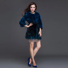 Load image into Gallery viewer, Women&#39;s Real Fur Coat Rabbit Fur Coats with Raccoon Hem Jacket