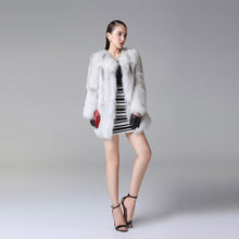 Load image into Gallery viewer, Women&#39;s Real Fox Fur Coat Long Sleeve Natural Color Fur Overcoat Women
