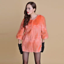 Load image into Gallery viewer, Women&#39;s Natural Fur Coat Long Version Light Camel Full Pelt Real Fur Coat Female