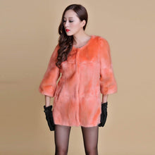 Load image into Gallery viewer, Women&#39;s Natural Fur Coat Long Version Light Camel Full Pelt Real Fur Coat Female