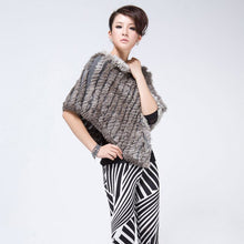 Load image into Gallery viewer, Knitted rabbit fur shawl poncho stole cape scrap wrap wemen&#39;s garment 6 colors FS070102