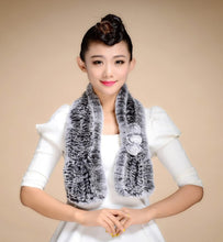 Load image into Gallery viewer, Real REX Rabbit Fur Scarf Flower Decoration Wrap Cape Shawl Neck Warmer Various Colors Soft Fur FS14507