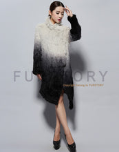 Load image into Gallery viewer, Real Knitted Rabbit Fur Long Coat Two-wear Trench Coat Gradient Color Pattern Overcoat Winter&#39; Dress Furstory FS13067