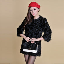 Load image into Gallery viewer, Real Lamb Fur Coat Overcoat Jacket  Long Version Ladies&#39; Top Garment Gilet Winter Dress White Fur Story FS13065
