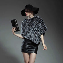 Load image into Gallery viewer, Knitted rabbit fur shawl poncho stole cape scrap wrap wemen&#39;s garment 6 colors FS070102