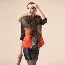 Load image into Gallery viewer, Natural Rabbit Fur Knitter Sweater Long Vest Waistcoat Jacket