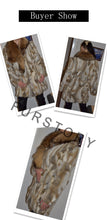 Load image into Gallery viewer, Women&#39;s Real Rabbit Fur Coat Luxury Raccoon Fur Collar Long Overcoat 010112