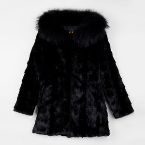 Women Real Fur Coat Natural Mink Fur Jacket Hood Winter Warm Fur Overcoat 17161