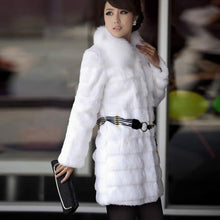 Load image into Gallery viewer, Womens Coat Real Rabbit Fur Coat with Fox Fur Collar Coat Jacket Overcoat Winter Coat