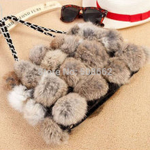 Load image into Gallery viewer, Real Rabbit Fur Ball Bag Handbag Lovely Side Bag Women Purse Totes SMALL Size 20*28 Good Choice for Chirstmas Gift FS040102