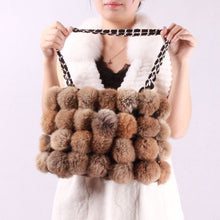 Load image into Gallery viewer, LARGE size  lovely Real Rabbit Fur ball bag handbag side bag Shoulder bag totes size 24*30 FS040106