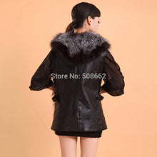 Load image into Gallery viewer, Natural Silver Fox Fur Vest with Genuine Whole Sheep Leather Fur Vest Jacket