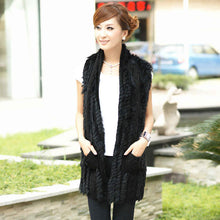 Load image into Gallery viewer, Women&#39;s Knitted Natural Rabbit Fur Vest Casual Waist Coat