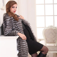 Load image into Gallery viewer, Women&#39;s Coats Female Real Fur Coat Fashion Nature Silver Fox Overcoat