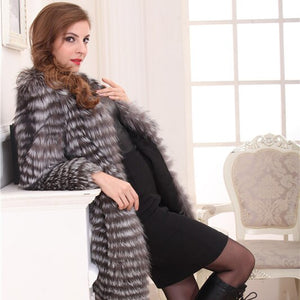 Women's Coats Female Real Fur Coat Fashion Nature Silver Fox Overcoat