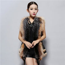 Load image into Gallery viewer, Women&#39;s Natural Fox Fur Vest with Genuine Sheep Leather Back Street Style