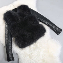 Load image into Gallery viewer, Natural Raccoon Fur Genuine Leather Jacket Women&#39;s Real Fur Coat  16146