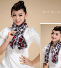 Load image into Gallery viewer, Real REX Rabbit Fur Scarf Wrap Cape Shawl Neck Warmer Women Scarf Flower Decoration FS14509