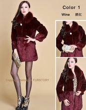 Load image into Gallery viewer, Real REX Rabbit Fur Coat Fox Fur Collar Long Winters&#39; Coat Jacket Women&#39; Overcoat 3 Colors Top Quality Fur FS13064
