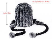 Load image into Gallery viewer, Women Beanies Real Rex Rabbit Fur Hat Ear Muffs Winter 13605