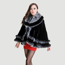 Load image into Gallery viewer, Women&#39;s Cropped Coat Real REX Rabbit Fur Coat Fox Fur Collar Coat Shawl 010139