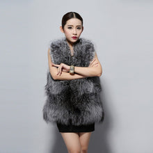 Load image into Gallery viewer, Women&#39;s Real Silver Fox Fur Vest Full Pelt  Zipper Style Natural Color