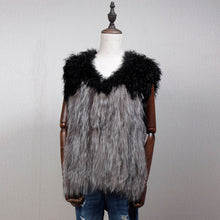 Load image into Gallery viewer, Natural Fur Vest for Women Fox with Mongolia Sheep Fur Waistcoat 162106