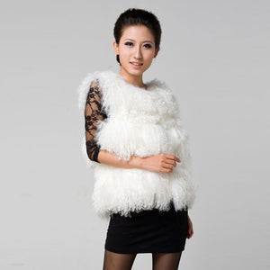 Rabbit  Lamb Fur Vest Waistcoat Coat Jacket Ladies' Garment 5colors