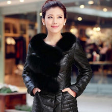 Load image into Gallery viewer, Genuine Leather Women&#39;s Winter Down Coat Real Fox Fur Collar Decoration Female Outwear