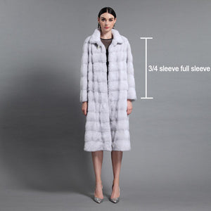 Women's Genuine Mink Fur Coat Women Long Style Fur Overcoat Female 16048