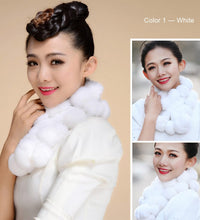 Load image into Gallery viewer, Real REX Rabbit Fur Ball Scarf Cute Wrap Cape Shawl Neck Warmer Children Women Winter Scarf FS14515