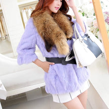 Load image into Gallery viewer, Natural Rabbit Fur Coat Jacket Thick Jacket Winter Long Overcoat