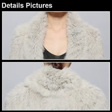 Load image into Gallery viewer, Real Knitted Rabbit Fur Long Coat Two-wear Trench Coat Gradient Color Pattern Overcoat Winter&#39; Dress Furstory FS13067