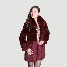 Load image into Gallery viewer, Real REX Rabbit Fur Coat Fox Fur Collar Long Winters&#39; Coat Jacket Women&#39; Overcoat 3 Colors Top Quality Fur FS13064