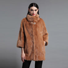 Load image into Gallery viewer, Women&#39;s Genuine Mink Fur Coat Women With Stand-up Collar Overcoat Female Fur Story FS16042