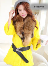 Load image into Gallery viewer, Natural Rabbit Fur Coat Jacket Thick Jacket Winter Long Overcoat