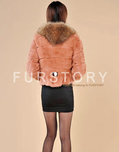 Load image into Gallery viewer, Rabbit Fur Coat Women&#39;s with Big Raccoon Fur Collar Real Natural Fur Coats Female
