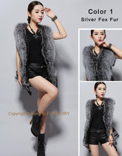 Load image into Gallery viewer, Women&#39;s Natural Fox Fur Vest with Genuine Sheep Leather Back Street Style