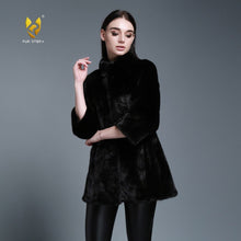 Load image into Gallery viewer, Women&#39;s Genuine Mink Fur Coat Women Pure Black Color Outerwear 161205