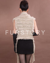 Load image into Gallery viewer, Knitted Natural Rabbit Fur Vest Double Wear Design Spring Autumn Tunic Waistcoat