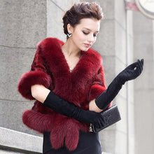 Load image into Gallery viewer, Natural Mink Coat Female with Big Fox Fur Collar Winter Jacket Women 15116