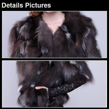 Load image into Gallery viewer, Real Silver Fox Fur Coat Jacket Overcoat Winter Coat Top Dress Nature Color 13039