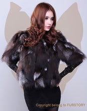 Load image into Gallery viewer, Real Silver Fox Fur Coat Jacket Overcoat Winter Coat Top Dress Nature Color 13039