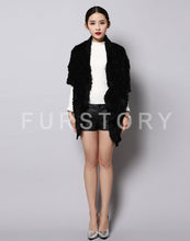 Load image into Gallery viewer, Women&#39;s Long Knitted Natural Rabbit  Fur Cardigan Fashion Casual Real Fur Coat