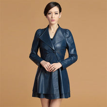 Load image into Gallery viewer, Genuine Sheep Leather Coat Jacket Skirt Version Overcoat Long Lamb Leather Dress