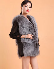 Load image into Gallery viewer, Natural Silver Fox Fur Vest Lamb Leather Luxury Fur Waistcoat Jacket