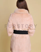Load image into Gallery viewer, Women&#39;s  Real Rabbit Fur Coat Fox Fur Collar Jacket Overcoat winters Coat 13071