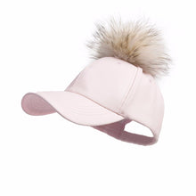 Load image into Gallery viewer, Women Baseball Cap with Fluffy Real Fur Detachable Pompom Streetwear Hip Hop Cool Hat Fur Story 17606