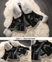Load image into Gallery viewer, Genuine Leather Coat Full Pelt Fox Fur Collar Collar and Sleeve Cuff Jacket